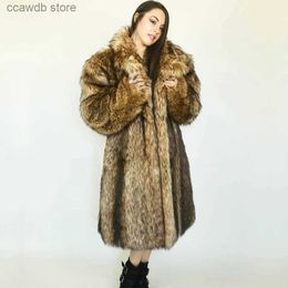 Women's Fur Faux Fur New autumn and winter fur coat for women a coat of imitation raccoon fur a long warm windbreaker in large size fur jacket T231107