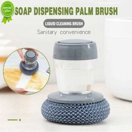 New Kitchen Soap Dispensing Brush Easy Use Scrubber Wash Clean Tool Holder Soap Dispenser Brush Kitchen Cleaning Tool