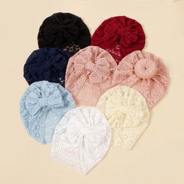 Baby Lace Hats Newborn Tie Knot Turban 0-5T Elastic Beanies Muslin Cute Toddler Girls Boys Kids Breathable Indian Hat Bows