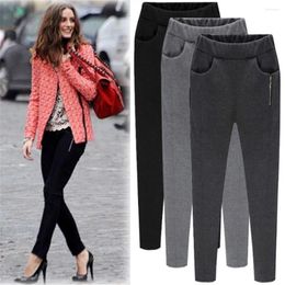 Women's Pants Winter Women Warm Leggings Pencil Zippers High Waist Large Size Skinny Harem Black Grey Trousers For Female M-XL 6XL