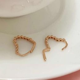 Hoop Earrings Pure 18K Rose Gold Women AU750 Heart