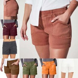 Women's Shorts 2023 High Waisted Women Work Pants Summer Casual Solid Cotton Waist Loose For Soft Cool Female