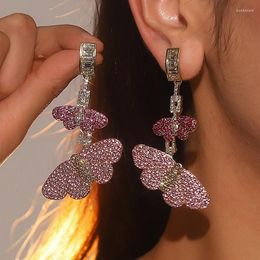 Dangle Earrings 2023 Summer Metal Rhinestone Butterfly Wedding Banquet Creative Jewelry Women's Shiny Accessories Gift