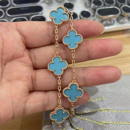 luxury brand clover designer bracelets Jewellery 18K gold Blue Turquoise stone butterfly love 5 flowers Diamond limited edition charms bangle bracelet consistent