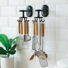 Kitchen Storage Home Sink Shelf Rotating Rack 8 Hooks Bathroom Wall Hook Self Adhesive Pantry Organiser