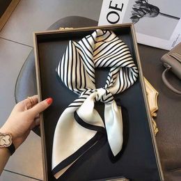 Striped Scarf French Hairband Small Scarf Women's Fashion Tie Scarf New Decorative Small Square Scarf Summer Versatile 231015