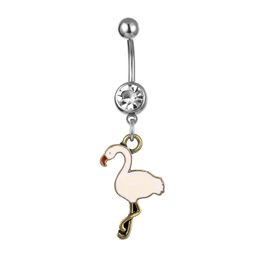 Navel & Bell Button Rings D0883 Clear Colour Belly Ring Nice Red-Crowned Crane Style With Piercing Body Navel Jewellery Drop Delivery Jew Dhqlj