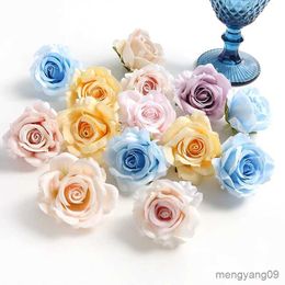 Christmas Decorations 5/10pcs Silk Rose Artificial Flower Head Scrapbooking Home Wedding Wall Decoration Christmas DIY Wreath Candy Box Cake Decor R231107