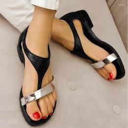 Sandals Women Slippers Summer Shoes Beach Low Heel Clip Toes Buckle Strap PU Leather Female Sandalias Ladies Casual 2023