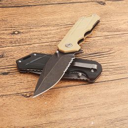 Factory Price KS2020 Assisted Flipper Folding Knife 8Cr13Mov Black Stone Wash Half Serration Blade ABS Handle Outdoor Camping Hiking EDC Pocket Knives
