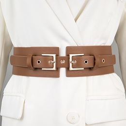 Belts Fashion For Women PU Fabric Ladies Corset Double Needle Button Dress Sweater Thickened Coat Wide BeltBelts