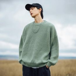 Men's Sweaters Autumn And Winter Couple Japanese Retro Sweater Men Clothing Pullover Loose Round Neck Thick Needle Hangtiao Texture Knitted