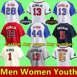 2023 S-4XL City Connect Jersey Ronald Acuna Jr. MATT OlSON ATlANTA JORGE SOlER DEiON SANDERS AUSTIN RIlEY BRAVE OZZIE ALBIES JONES Men Women Youth Baseball