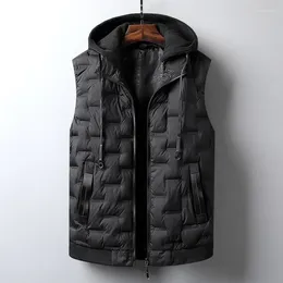 Men's Vests Hooded With Detachable Cap Windproof Warm Winter For Men Solid Thicken Sleeveless Waistcoat Plus Size 8XL