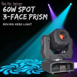 Moving Head Lights High-Quality New Design Mini Moving Head 60W LED Spot Light With 3 Face Prism Rotating Effect For DJ Party Dacne Floor Wedding Q231107