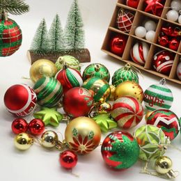 Christmas Decorations 6cm Red Green Tree Ball Hang Ornament Merry Decoration For Home Xmas Gifts Cristmas Pendant Year Decor