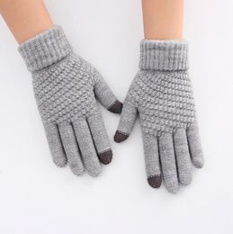 Five Fingers Gloves Ladies Winter Fashion Warmth Wool Knitted Five-Finger Woollen Couple Outdoor Sports Riding Touch Screen