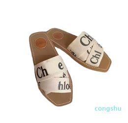 Women's Slippers Comfortable Soles Letter Ribbon Slippers Sandals Flat Designer Shoes