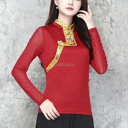 Ethnic Clothing 2023 Chinese Retro Style Top Long Sleeve Mesh Gauze Spring And Autumn Tibetan Women Loose Elegant Blouse