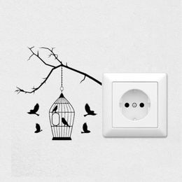 Wall Stickers Switch Sticker Home Decoration Birdcage Decal Decor Socket Paste 13cm 14cm