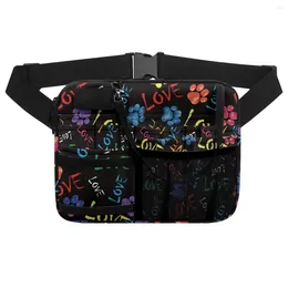 Waist Bags Love And Dog Colourful Pattern Multi-Compartment Nursing Gear Pocket Belt Bag Apron Hip Utility Pack Gifts