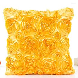 Pillow Simulation Flower Covers Home Decor Three-dimensional Silk Rose Satin Pillowcase For Sofa Bed Throw Case