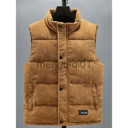 Men's Down Parkas Autumn Winter Vest Men 2023 New Fashion Warm Cotton Padded Sleeveless Jacket Men Casual Stand Collar Solid Colour Waistcoat J231107