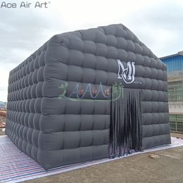 Air Square Tent Inflatable Black Nightclub Tent Leakproof Canopy with Sprayer Grooves for Outdoor Party or Commercial Rental/Advertising