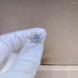 Cluster Rings Silver 925 Original Diamond Test Past Brilliant Cut 1 6.5mm Real D Colour Moissanite Engagement Ring Women Gemstone JewelryClus