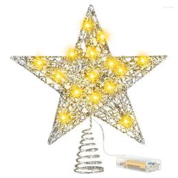 Christmas Decorations Gold Glitter Tree Toppers Star Xmas Ornaments Merry Navidad Year 2023