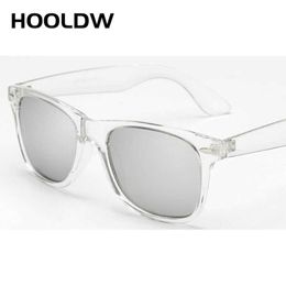 Sunglasses HOOLDW New Polarized Clear Sunglasses Women Transparent Frame Night Vision Sun Glasse Mirror Reflective Glasses UV400 Eyewear P230406