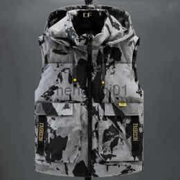 Men's Down Parkas Autumn Winter Sleeveless Jackets Men 2023 Casual Camouflage Cotton Padded Vest Warm Thick Waistcoat Hooded Winter Men's Clothing J231107