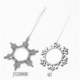 Party Favour Sublimation Christmas Ornaments Metal Creative Blank Diy Ornament Snowflake Pendant Drop Delivery 2 Dhtyh