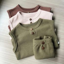 Clothing Sets Children Set Korean Style 2023 Summer Boys And Girls Soft Comfortable Homewear Vest Shorts Casual Simple Two Piece