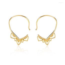 Stud Earrings Retro Exquisite Bohemian Flower For Women Stainless Steel Hoop Fashion Jewelry Couple Friend Gift