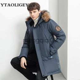 Men's Down Parkas Mens White Duck Down Jackets Fur Collar Super Warm Parka -30 Degrees Men Casual Down Coats 2023 New Winter Snow Overcoat Thicken J231107