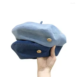 Berets Denim Hat For Women Ladies Ins Trend Cotton Artist Caps Gorros