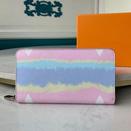 Designer- Zip Wallet Long Wallets for Women Pastel Wallet Pink Blue and Red 3 Colors220H