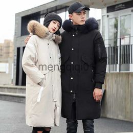 Men's Down Parkas -30 Degree Winter Men's Thicken Warm Down Jacket Fashion Women's Big Fur Collar Loose Windbreaker Long Style Couple Down Coats J231107