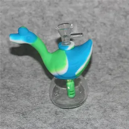 Silicone Bongs Water Pipes Hookah for Dry Herb Dab Dabber Rig 10 Colours Silicone Glass Bongs Oil Rig Bubble Colourful Colours