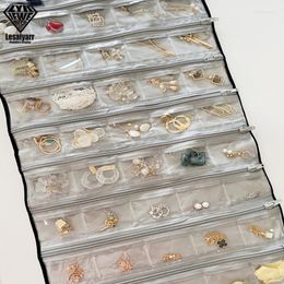 Jewellery Pouches Display Bag Transparent PVC Grid Earring Storage Pendant Velvet Roll Bags Jewellery Cases Bracelet Chain Lattice