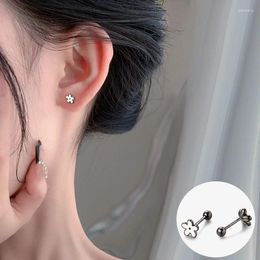 Stud Earrings 925 Sterling Silver Flower For Women Girl Small Simple Fashion Screw Design Jewellery Birthday Gift Drop