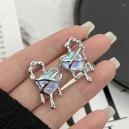 Stud Earrings 925 Silver Needle Fashion Irregular Moonstone Love Heart Ear Earring For Women Girl Wedding Gift Trendy Jewellery Eh1116