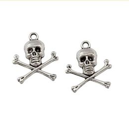 150pcs Alloy "PIRATE SKULL AND CROSSBONES" Charms Pendant For Jewellery Making Findings 20*24mm A-128