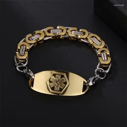 Link Bracelets Ladies ID Bracelet Fashion Women Stainless Steel Gold Plated Silver Color Chain Engraved Jewelry
