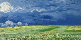 Handpainted Vincent Van Gogh Oil Painting Wheatfield Under Thunderclouds,189 Landscape Wall Art Reproduction on Canvas No Frames