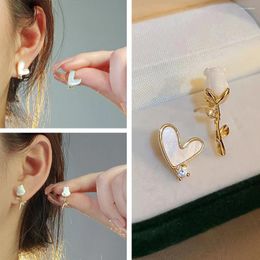 Stud Earrings Asymmetric Flower Rose Earring Heart Girls Sweet Jewellery Gift Fashion For Women