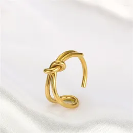 Cluster Rings Simple Ins Adjustable Knotted Ring Sweet Temperament Girl Stainless Steel Korean Fashion Women's Jewellery Gift