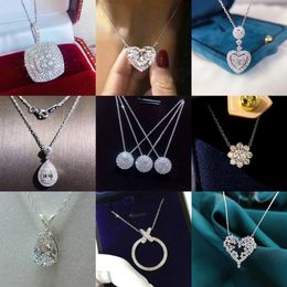 Queen Heart 925 Sterling Silver Chocker Necklace Lab Diamond Wedding Pendants Necklace For Women Bridal Promise Party Jewelry