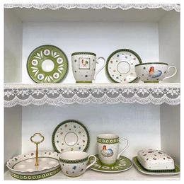 Decorative Figurines L Creative Ceramic Plate Cup Saucer Mug Water Dish Egg Carton Butter Box Trays